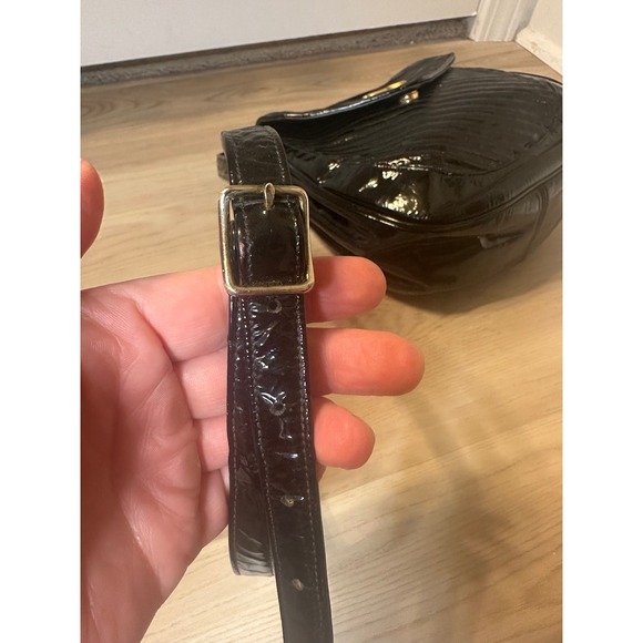 JAY HERBERT BLACK PATENT LEATHER CROSSBODY BAG Purse Handbag Made In USA - Picture 4 of 9